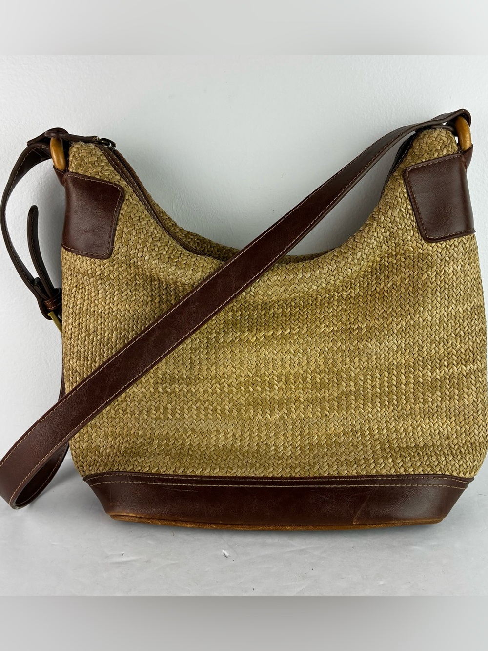 Relic by Fossil Vintage Y2K Straw Woven & Leather Hobo Bag